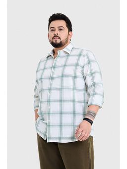 Snitch - Off White Checks Full Sleeves Regular Casual Plus Size Shirt for Men