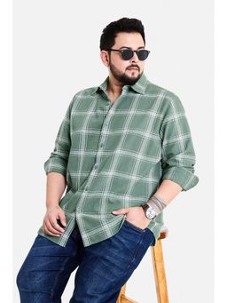 Snitch - Sage Green Checks Full Sleeves Regular Casual Plus Size Shirt for Men