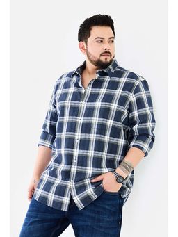 Snitch - Charcoal Grey Checks Full Sleeves Regular Casual Plus Size Shirt for Men