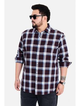 Snitch - Burgundy Checks Full Sleeves Regular Casual Plus Size Shirt for Men