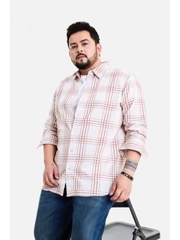 Snitch - Off White Checks Full Sleeves Regular Casual Plus Size Shirt for Men