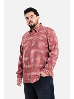 Snitch - Rust Checks Full Sleeves Regular Casual Plus Size Shirt for Men