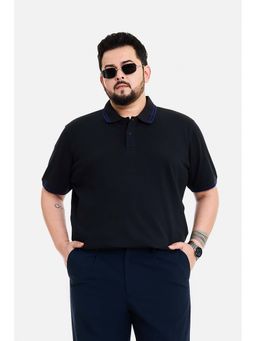 Snitch - Black Solid Half Sleeves Regular Casual Plus Size T-Shirt for Men