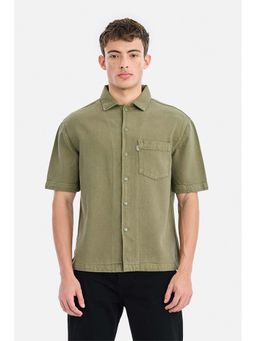Snitch - Olive Washed Half Sleeves Oversized Casual Overshirt for Men