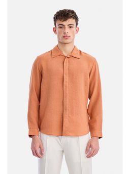 Snitch - Orange Solid Full Sleeves Regular Casual Shirt for Men