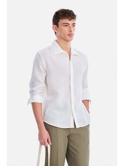 Snitch - White Solid Full Sleeves Regular Casual Shirt for Men