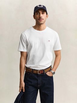 GANT - Men White Regular Fit Crew Neck T-Shirt