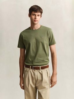 GANT - Men Green Regular Fit Crew Neck T-Shirt