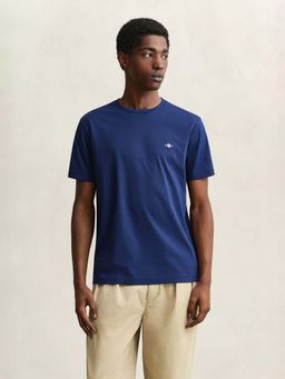 GANT - Men Navy Blue Regular Fit Crew Neck T-Shirt