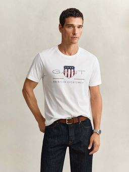 GANT - Men White Printed Regular Fit Crew Neck T-Shirt