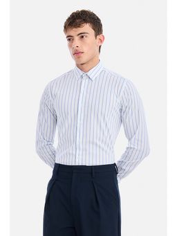 Snitch - White Stripes Full Sleeves Slim Semi Formal Shirt for Men