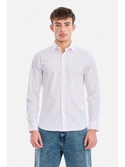 Snitch - White Stripes Full Sleeves Slim Semi Formal Shirt for Men