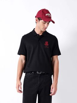 The Bear House - Black Polo Half Sleeve T-Shirt