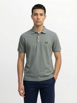 The Bear House - Grey Polo Half Sleeve T-Shirt