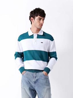 The Bear House - Teal Full Sleeve Polo T-Shirt