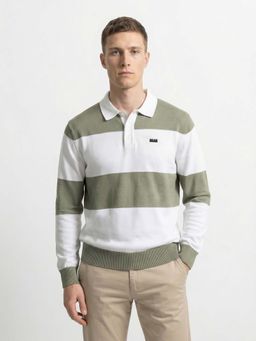 The Bear House - Green Full Sleeve Polo T-Shirt