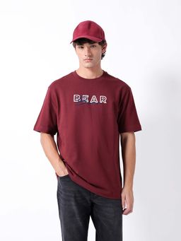 The Bear House - Maroon Dropshoulder T-Shirt