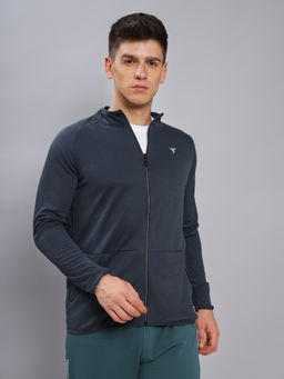 Technosport - Men Grey Stechno Dry Solid Slim Fit Sports Jacket