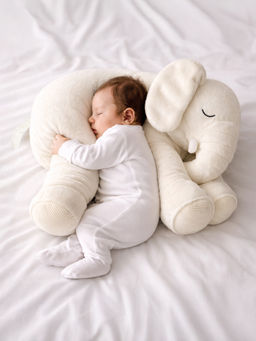 Mi Arcus - Solid Elephant Theme Soft Plush Toy- White