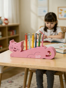 Mi Arcus - Solid Cat Shape Pen Stand- Mauve
