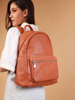 Haute Sauce - Women's The Weave Curve Backpack - Tan