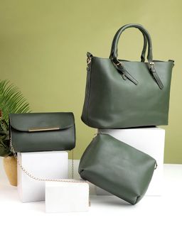 Haute Sauce - Women's Daphne Green Handbag and Pouch Combo with Detachable Strap