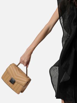 Haute Sauce - Women's Elvira Beige Mini Handbag with Detachable Strap
