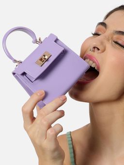 Haute Sauce - Women's Ramona Purple Mini Handbag with Detachable Chain