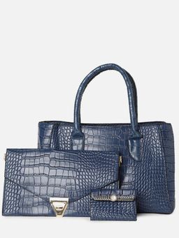 Haute Sauce - Women's Azure Dark Blue Handbag and Pouch Combo with Detachable Strap