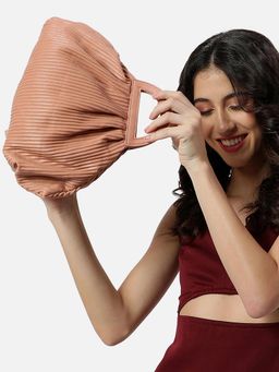 Haute Sauce - Women's Waves Of Wonder Peach Handbag with Detachable Strap