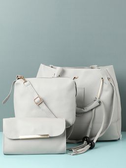 Haute Sauce - Women's White Wonder White Handbag and Pouch Combo with Detachable Strap
