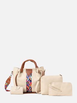 Haute Sauce - Women's Bianca White Handbag and Pouch Combo with Detachable Strap