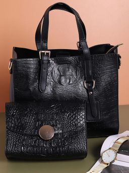 Haute Sauce - Women's Phantom Black Handbag and Pouch with Detachable Strap