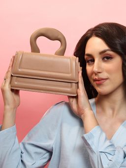 Haute Sauce - Women's The Caldera Frost Handbag with Detachable Strap - Brown