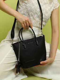 Haute Sauce - Women's The Basket Handbag with Detachable Strap - Black