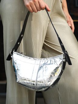 Haute Sauce - Women's The Crescent Sling Bag - Metallic Silver
