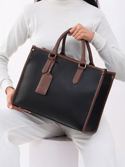 Haute Sauce - Women's The Two-Tone Edge Office Bag - Midnight Black