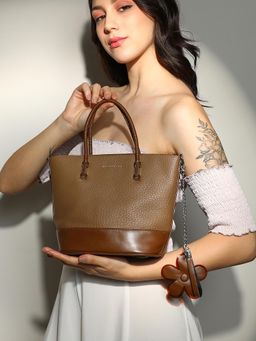 Haute Sauce - Women's The Basket Handbag with Detachable Strap - Chocolate Brown