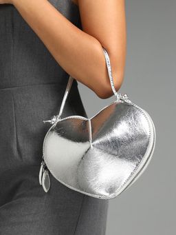 Haute Sauce - Women's The Coeur Handbag with Detachable Strap - Silver