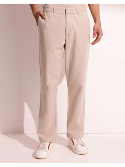 Fabindia - Beige Cotton Straight Leg Solid Trouser