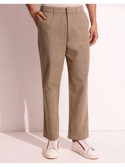 Fabindia - Khaki Cotton Straight Leg Solid Trouser