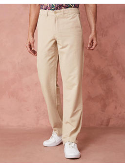 Fabindia - Beige Cotton Straight Leg Solid Trouser