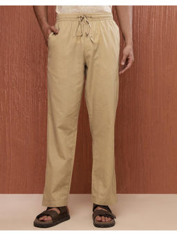 Fabindia - Beige Cotton Straight Leg Solid Trouser
