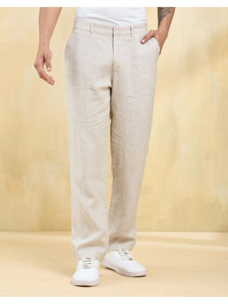 Fabindia - Beige Linen Straight Leg Solid Trouser