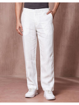 Fabindia - White Linen Straight Leg Solid Trouser