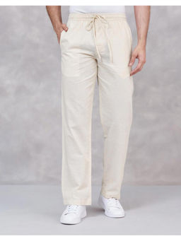 Fabindia - Beige Cotton Straight Leg Solid Trouser