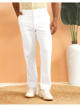 Fabindia - White Cotton Straight Leg Solid Trouser