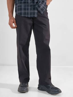 HIGHLANDER - Charcoal Cotton Blend Mid Waist Loose Fit Straight Leg Solid Jeans
