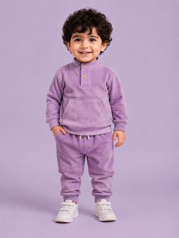 Bloom Up - Lavender Corduroy Sweatshirt & Joggers Set For Toddlers