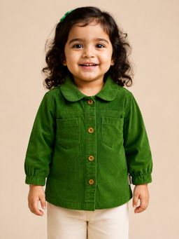 Bloom Up - Green Cotton Shirt For Toddler Girls Soft And Comfortable Daily Wear